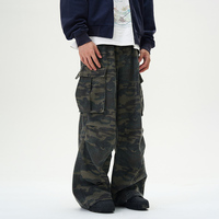 Pantalon Cargo en Denim Robuste Homme, Délavage Vintage Camouflage, Jean Super Baggy Style Street Fashion Rapper, Jean de Créateur