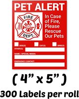 300 étiquettes rectangulaires en papier pour alerte animaux domestiques (10x12,7 cm, rouge) pour œufs et fruits, urgences des pompiers et soins aux animaux