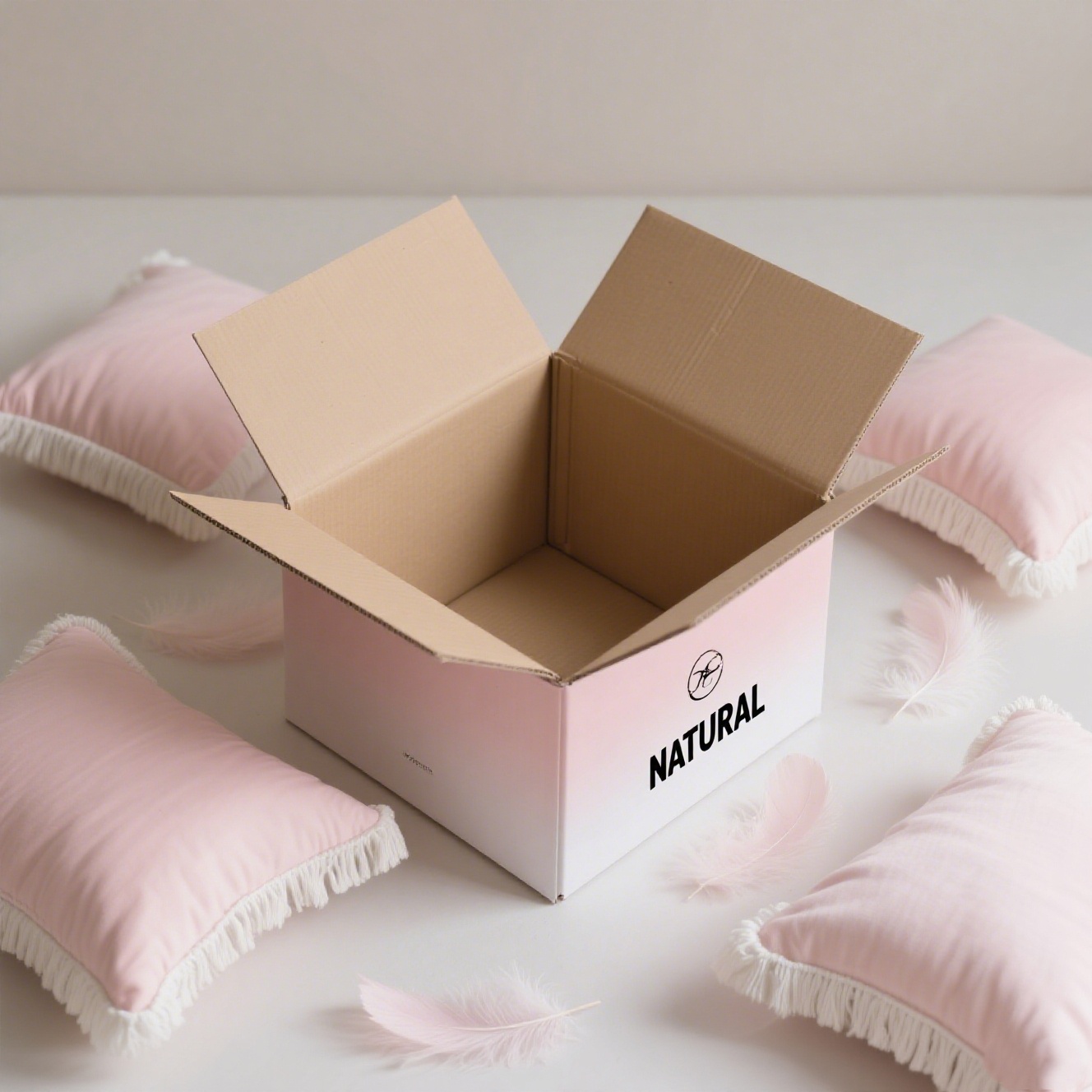 Custom Pink-White Gradient Home Storage Corrugated Cartons, Recyclable Corrugated Cartons for Storage and Transportation