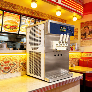 Yourtime <strong>2</strong>+1 Mixed 30 Cups Continuously Soft Serve Ice Cream Machine 8 Programs Cold Frozen Drinks Combo Machine Bench Top - Product Image 1