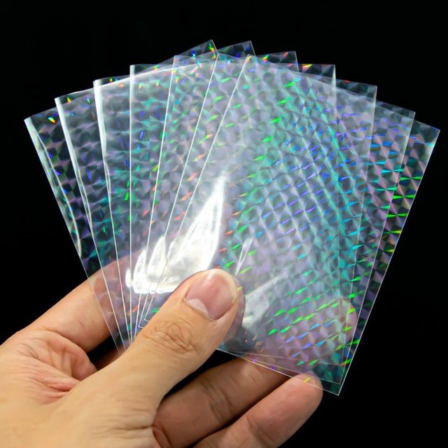 Sanseking Top Loaded Shiny Foil Penny Trading Rainbow Effects Clear Protective Cover Holographic Kpop Photo Card Sleeves