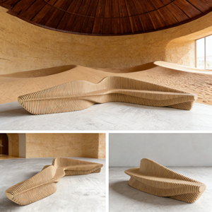 Wood Carving <b>Stool</b> With Spliced Sections Oval Solid Pine <b>Garden</b> Chair Contemporary Design Durable Outdoor Furniture - Product Image 3