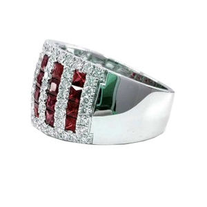 Livraison rapide Hong Kong – Bagues de fiançailles et de mariage pour femme en or blanc 18 carats avec saphir rouge et rubis taille brillant, fiables - Product Image 2