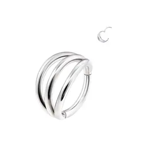 Astm F136 Titanium Hinged Segment Hoop Ring Triple Beveled Edge 16G 10 Mm Nose Conch Tragus Earring G23 Body Piercing Jewelry