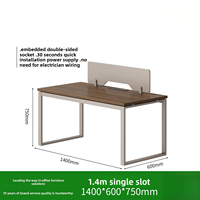 Poste de travail de bureau moderne et simple avec écran, chaise de personnel, combinaison 2/4/6 places