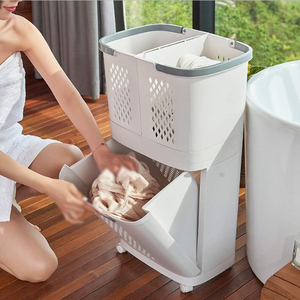 Cesto de Ropa Sucia con Ruedas, Portátil, de 3 Compartimentos, Ecológico, Duradero, de Plástico, para Baño y Lavandería, Venta al Por Mayor - Product Image 4