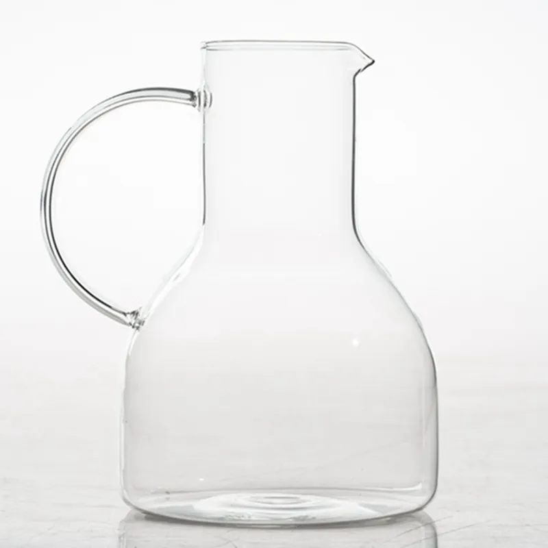 Jarra de vidro transparente personalizada, jarra de vidro para armazenamento de água e bebidas