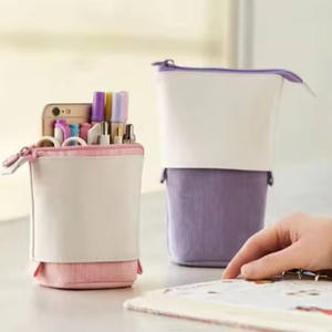 Étui à crayons en velours côtelé, simple, créatif et extensible pour enfants, échantillon gratuit - Product Image 1
