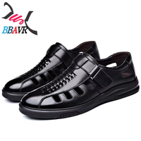 Chaussures en cuir noir respirantes de haute qualité, style marche, grande taille