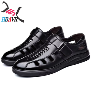 Large Size Walking Style High Quality Hollow Breathable Black Leather Shoes - Product Image 2