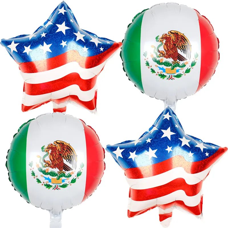 18インチ国旗フォイルバルーンアメリカのメキシコ国旗ヘリウムパーティーの装飾国のお祝い旗バルーン