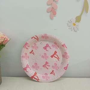 Platos y Vasos Desechables Decorativos con Tema de Lazo Rosa Personalizado para Cumpleaños de Niña, Artículos de Decoración para Fiestas - Product Image 2