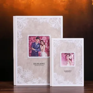 Klasik beyaz seramik albümü 12x18 serigraf baskı dantel akrilik kapak düğün albümü
