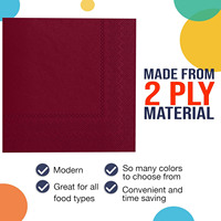 Serviettes de table jetables en papier 2 plis couleur bordeaux pour mariages, banquets, traiteurs et hôtellerie
