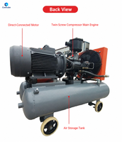 Compresseur d'air mobile à vis VFD, moteur AC, CCszdy30, 22kW, 30HP, 8bar, 116psi, 3.6m³/min, 127cfm, stationnaire, avec poignée de poussée et 4 roues