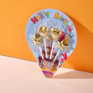 Velas de cumpleaños con forma de corazón y estrella de cinco puntas, rojas, de parafina, para decoración de pasteles en fiestas y celebraciones. - Product Image 5