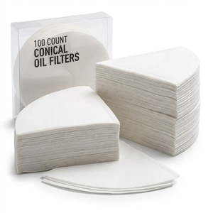 กระดาษกรองน้ำมันรูปกรวย ทนความร้อนสูง เกรดอาหาร ทำจากวัสดุเซลลูโลส สำหรับกรองน้ำมันทอดและน้ำมันปรุงอาหารร้อน - Product Image 1