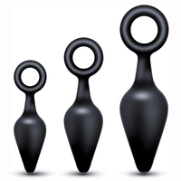 Kit d'entraînement anal en silicone 3 pièces avec anneau de traction, kit d'entraînement pour les débutants hommes femmes, masseur de prostate flexible
