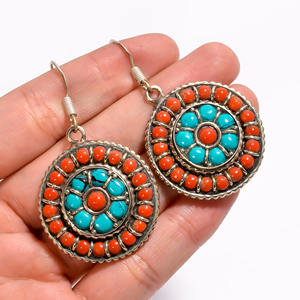 Boucle d'oreille en argent tibétain 925, bijou Vintage, à la mode, authentique - Product Image 3