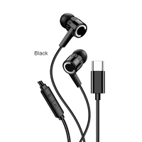 KAKUSIGA Earphone Berkabel Tipe-C dengan Mikrofon TPE 1.2m Harga Grosir Headphone Tipe-C 3.5mm untuk Ponsel