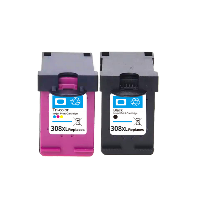 Hicor 308 XL 308XL Black Tri-Color Remanufactured Ink Cartridges for Hp ENVY 6110e/6122e/6520e Remanufactured Ink Cartridge