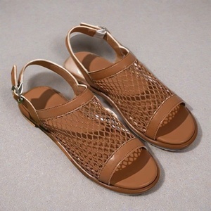 Phụ Nữ Cộng Với Kích Thước Phẳng Phía Sau Nền Tảng Dép 2025 Mùa Hè Xu Hướng Thời Trang Thoáng Khí Lưới Thiết Kế - Product Image 5