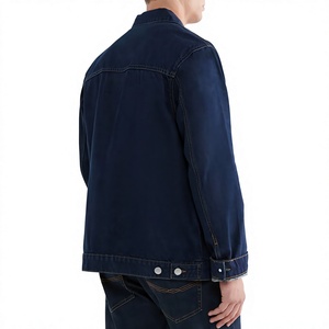 Chaqueta de Mezclilla Azul Oscuro para Hombre, Cuello Mao, Corte Regular, Transpirable, Informal, con Logotipo Frontal, Ropa de Trabajo de Invierno - Product Image 4