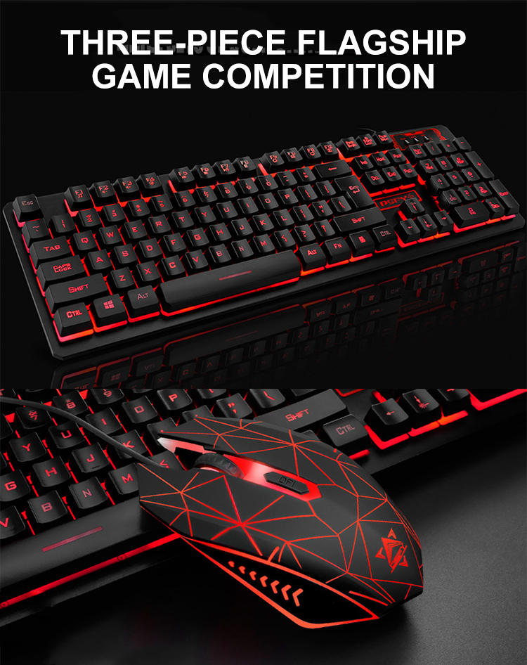 Computer Wired Gaming Mouse Headset Keyboard Set RGB Gaming LED