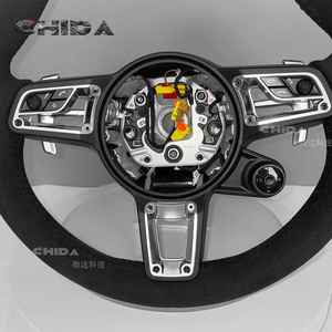 Volant en daim de haute qualité avec bouton <span class=keywords><strong>SC</strong></span> pour <span class=keywords><strong>Porsche</strong></span>, compatible avec Panamera Cayenne Cayman Boxster 718 <span class=keywords><strong>911</strong></span> 992 - Product Image 2