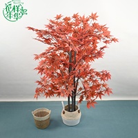 Arbre d'érable artificiel de 150 cm, grandes feuilles rouges dorées décoratives, sans entretien, pour projets commerciaux, vente en gros, présentation