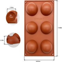 Vente en gros de moules à gâteaux en silicone 6 cavités demi-sphère réutilisable pour la fabrication de gâteaux gelée dôme mousse chocolat