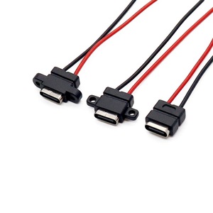 Prise femelle étanche YHX Type-C avec port de charge et câble, DIY avec trous de fixation, prise de queue de câble à souder 2A pour rasoir électrique - Product Image 1