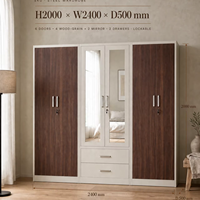 Armoire en acier réglable à 6 portes kd, meuble pour enfants, armoire verrouillable pour vêtements avec miroir, chambre à coucher avec tiroir