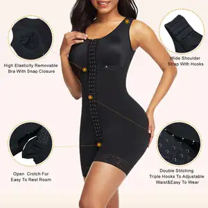 HEXIN New Compression Elasticity Adjustable Hooks Women Fat Tummy Control Bodysuit Body Shaper Shapewear