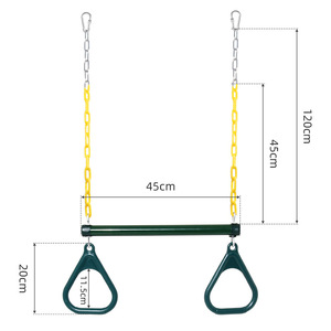 Anillas de columpio para niños, 45 cm x 120 cm, hierro y plástico, mango triangular, para equipos de juegos de jardín de infantes - Product Image 1