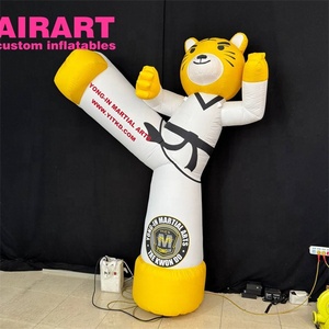 3 Metre Boyunda Özelleştirilmiş Boyutta Şişme Kaplan Karate Maskotu, Şişme Sevimli Tekvando Karakter Balonu - Product Image 3