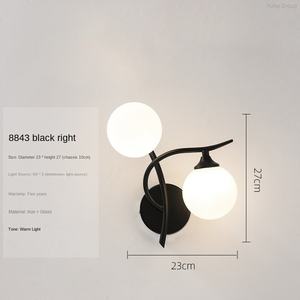 Applique murale LED en fer noir rotative de style nordique avec abat-jour en verre, E27, dimmable, CRI élevé 90, éclairage intérieur pour chambre à coucher, couloir - Product Image 6