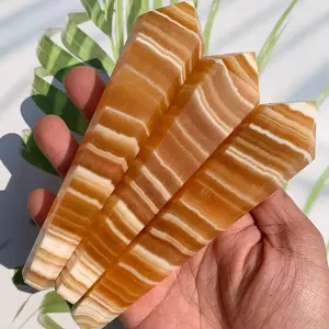 Vente en gros de baguettes de guérison en cristal naturel Fengshui, baguettes en calcite orange pour la vente - Product Image 2