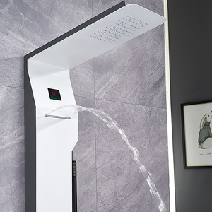 Panneau de douche intelligent en acier inoxydable 304 noir argenté brossé de haute qualité avec colonne de douche, cascade et jets spa - Product Image 5