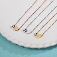Collier Cœur Personnalisé DIY en Gros, Pendentif Cœur en Acier Inoxydable avec Initiale (26 Lettres A-Z)