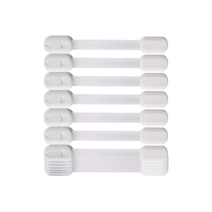 Khóa dây đeo bằng nhựa màu trắng có thể điều chỉnh để sử dụng an toàn cho bé trên ngăn kéo tủ & Tủ lạnh dễ dàng cài đặt - Product Image 1