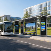 Nouvelle conception d'abri d'arrêt de bus en acier galvanisé Zemso pour l'extérieur avec boîte à lumière
