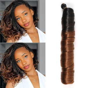 Estensioni per Capelli Sintetiche Marroni con Ricci Francesi a Spirale, Trecce Lunghe Ondulate Stile Spagnolo, Vendita all'Ingrosso - Product Image 1