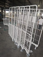 Chariot de manutention pliable trois côtés pour entrepôt, capacité 500 kg, personnalisable, avec quatre roues en métal galvanisé