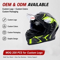 Casques de moto YM Flip Up, accessoires intelligents personnalisés unisexes à double visière de style allemand avec lumières LED