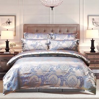 Parure de lit de luxe en polyester 2/3 pièces, ensemble de literie en satin pour lit Queen/King, housse de couette, draps et taies d'oreiller