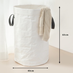 Boshiho - Cestas de Almacenamiento Redondas Grandes Personalizables, Impermeables, con Asas, Plegables, Reutilizables, de Papel Kraft, para Artículos Diversos de la Sala de Estar - Product Image 4