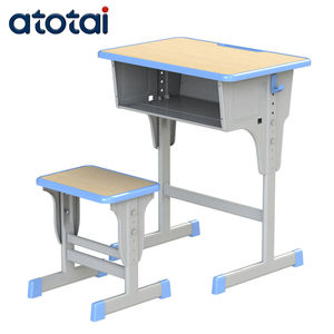 <span class=keywords><strong>Precio</strong></span> de Fábrica, Conjunto de Silla y Escritorio Escolar Individual Moderno, Cómodo y Duradero, Altura Ajustable, Marco Metálico, Tablero de Madera, para Oficina en Casa - Product Image 1