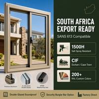 Ventana Corredera de Aluminio con Doble Acristalamiento, Insonorizada e Impermeable, para Exteriores, Sudáfrica, con Recubrimiento en Polvo Personalizado, Exportación de Fábrica