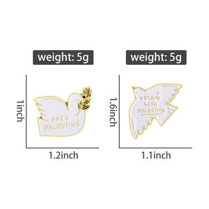 Sming Pins Paloma de La Paz pines esmaltados pájaro blanco personalizado con broches de rama de olivo para mochila insignias de solapa Animal - Product Image 6